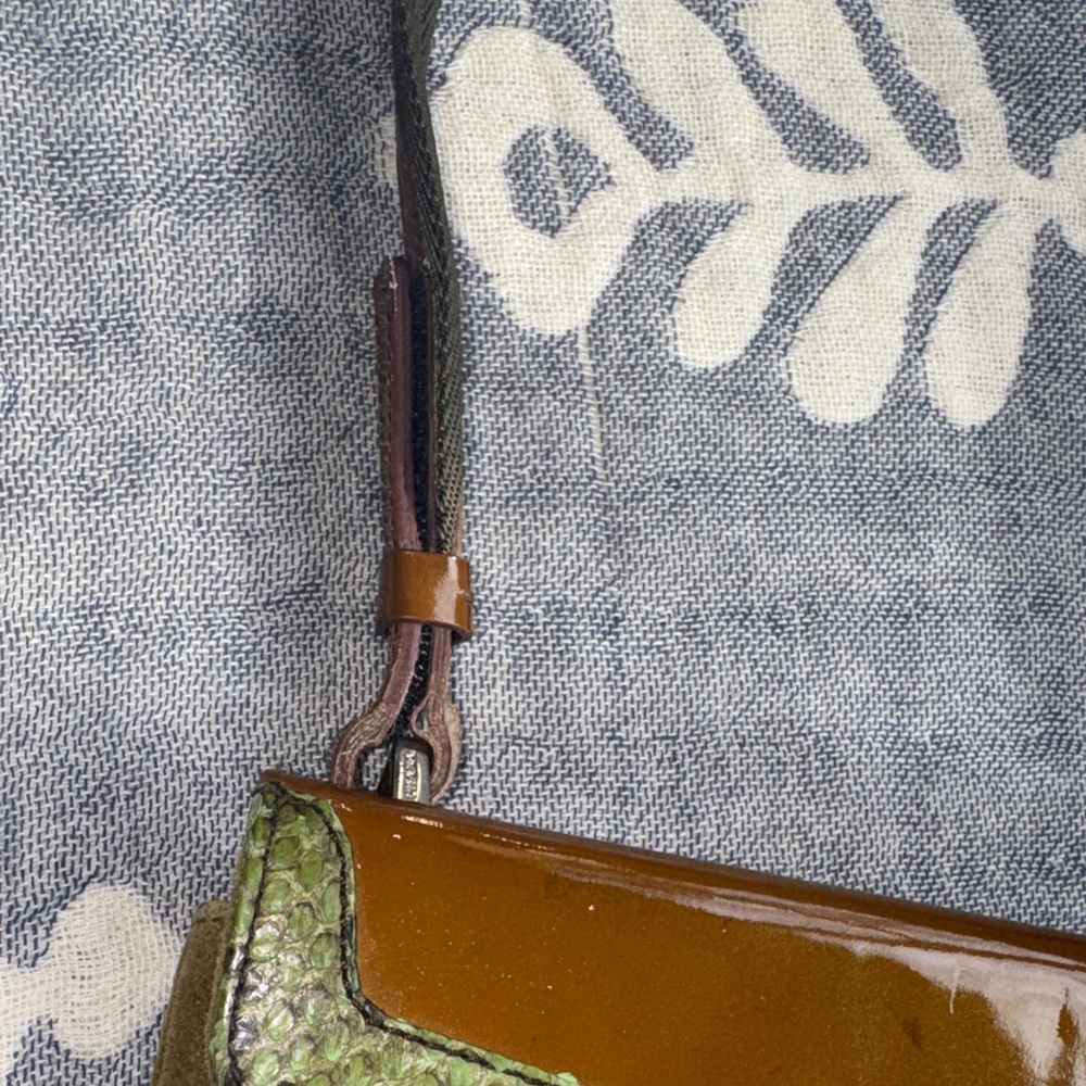 Olive Green Suede Prada Python Shoulder Bag - image 5